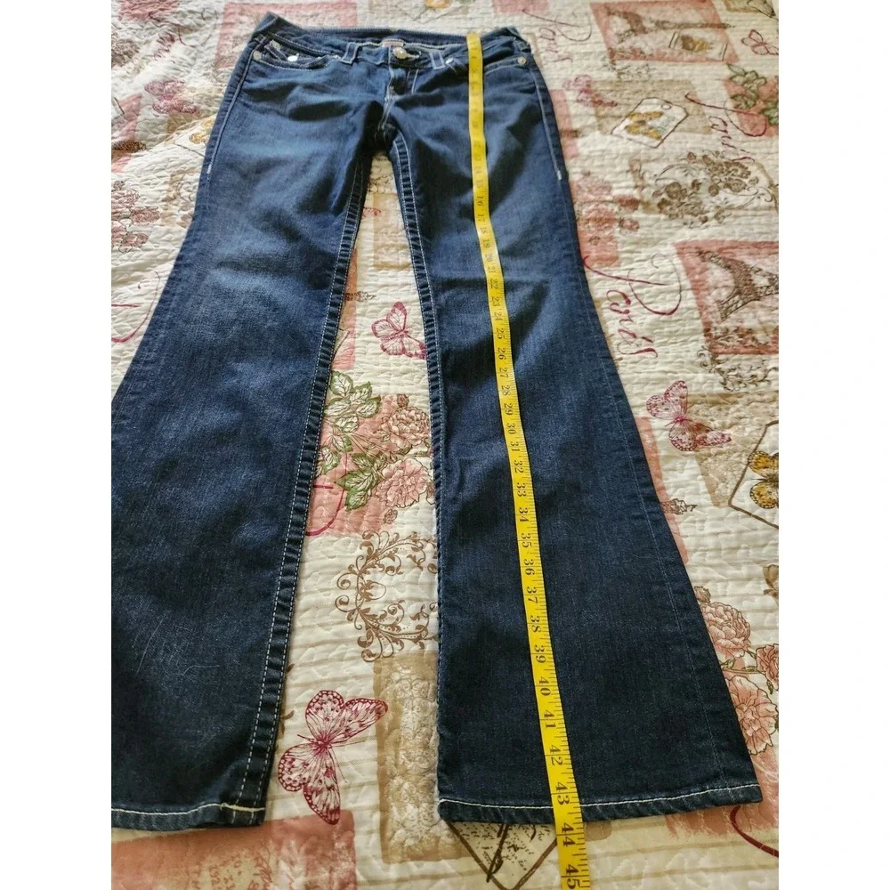 True Religion World Tour Womens Bootcut Blue‎ Jeans Pants Low-rise Rhinestone 32